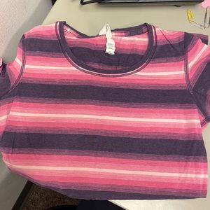 LULULEMON Women’s Short sleeve pink & purple striped tee Size 4